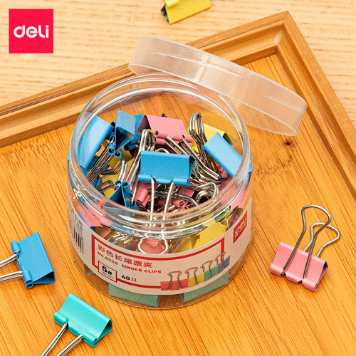 Зажимы для бумаг DELI, 19 мм, цветные, (40 шт.)