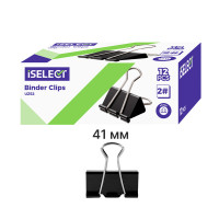 Зажимы для бумаг i Select "Z52", 41 мм, черные, (12 шт.)