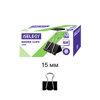 Зажимы для бумаг i Select "Z56", 15 мм, черные, (12 шт.)