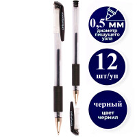 Ручка гелевая OfficeSpace 0,5 мм, черная, грип