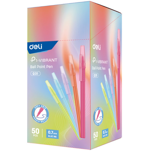 Ручка шариковая DELI "1-Vibrant Q31", 0,7 мм, синяя Ручка шариковая DELI "1-Vibrant Q31", 0,7 мм, синяя