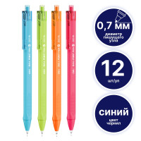 Ручка шариковая DELI "Q52" автоматическая, 0,7 мм, корпус ассорти, синяя