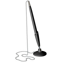 Ручка шариковая OfficeSpace на подставке, металлическая цепочка, черный корпус, синие чернила