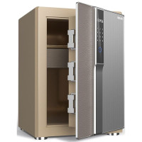 Сейф DELI "4156G" биометрический + электронный замок + ключ + WiFi, 410х360х570 мм, 70,5 кг, бежевый