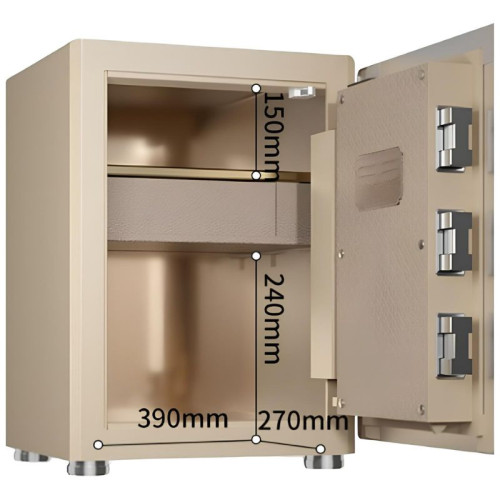 Сейф DELI "4156G" биометрический + электронный замок + ключ + WiFi, 410х360х570 мм, 70,5 кг, бежевый Сейф DELI "4156G" биометрический + электронный замок + ключ + WiFi, 410х360х570 мм, 70,5 кг, бежевый