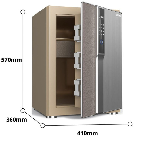 Сейф DELI "4156G" биометрический + электронный замок + ключ + WiFi, 410х360х570 мм, 70,5 кг, бежевый Сейф DELI "4156G" биометрический + электронный замок + ключ + WiFi, 410х360х570 мм, 70,5 кг, бежевый