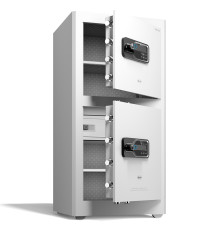 Сейф DELI "AE134" биометрический + электронный замок + ключ, 490х440х1000 мм, 61 кг, белый