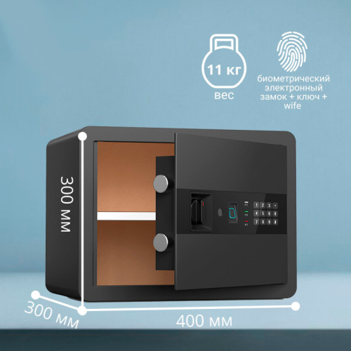 Сейф DELI "AE210" биометрический + электронный замок + ключ + Wi-Fi, 300х400х300 мм, 11 кг, черный Сейф DELI "AE210" биометрический + электронный замок + ключ + Wi-Fi, 300х400х300 мм, 11 кг, черный