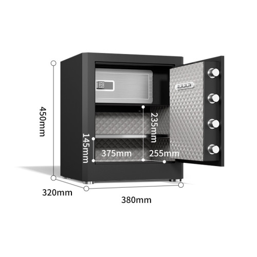 Сейф DELI "AE580-Z" биометрический + электронный замок + ключ, 380х320х450 мм, 21 кг, черный Сейф DELI "AE580-Z" биометрический + электронный замок + ключ, 380х320х450 мм, 21 кг, черный