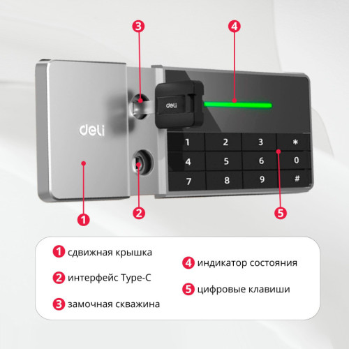 Сейф DELI "AE872-W" электронный замок + ключ, 380х320х450 мм, 21 кг, черный Сейф DELI "AE872-W" электронный замок + ключ, 380х320х450 мм, 21 кг, черный
