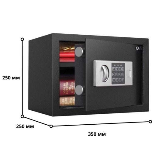 Сейф DELI "ET521" электронный замок + ключ, 350х250х250 мм, 5,7 кг, черный Сейф DELI "ET521" электронный замок + ключ, 350х250х250 мм, 5,7 кг, черный