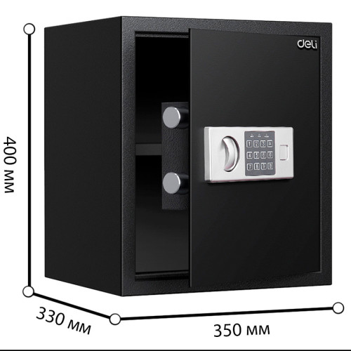 Сейф DELI "ET524" электронный замок + ключ, 350х330х400 мм, 10,6 кг, черный Сейф DELI "ET524" электронный замок + ключ, 350х330х400 мм, 10,6 кг, черный