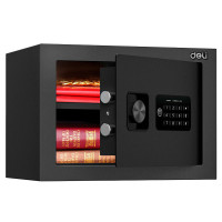 Сейф DELI "ET530" электронный замок + ключ, 350х250х250 мм, 5,3 кг, черный
