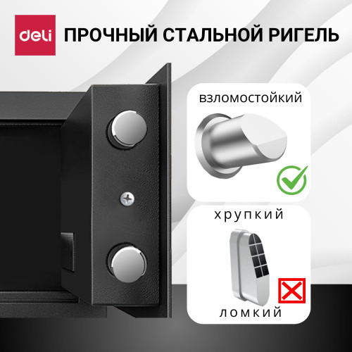 Сейф DELI "ET533" электронный замок + ключ, 330х330х360 мм, 10,9 кг, черный Сейф DELI "ET533" электронный замок + ключ, 330х330х360 мм, 10,9 кг, черный