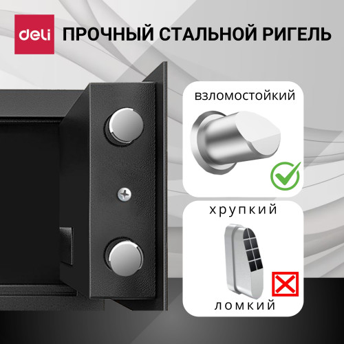 Сейф DELI "ET534" электронный замок + ключ, 350х330х420 мм, 12,9 кг, черный Сейф DELI "ET534" электронный замок + ключ, 350х330х420 мм, 12,9 кг, черный