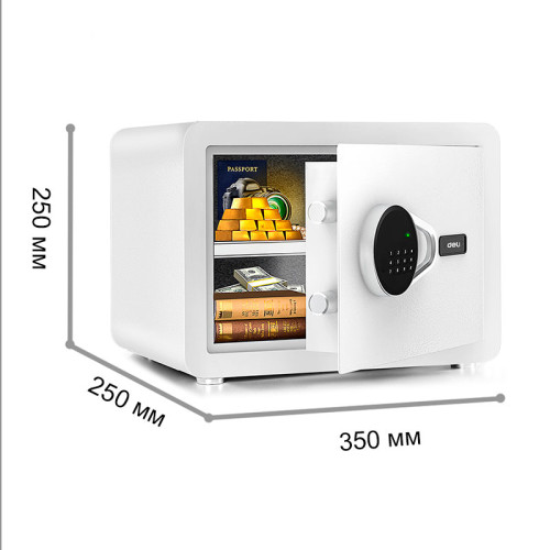Сейф DELI "ET541" электронный замок + ключ, 350х250х250 мм, 8,5 кг, белый Сейф DELI "ET541" электронный замок + ключ, 350х250х250 мм, 8,5 кг, белый