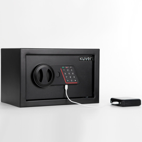 Сейф KUVERT "20ELB" электронный замок + ключ, 310х200х200 мм, 4 кг, черный