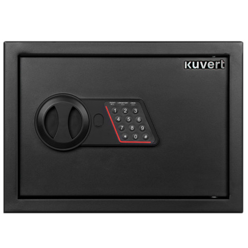 Сейф KUVERT "25ELB" электронный замок + ключ, 350х250х250 мм, 5.5 кг, черный