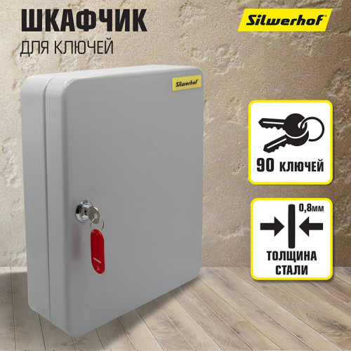 Шкафчик Silwerhof на 90 ключей, 300x240x80 мм, серебристый Шкафчик Silwerhof на 90 ключей, 300x240x80 мм, серебристый