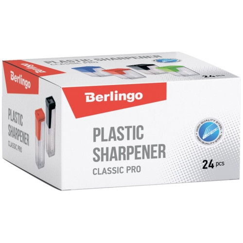 Точилка BERLINGO "Classic Pro" пластиковая, 1 отверстие, с контейнером, ассорти