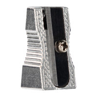 Точилка DELI "39761" металлическая, 1 отверстие, скошенный корпус, серебро