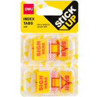 Закладки клейкие DELI "Подпишите здесь" 44 х 25 мм, 100  листов, диспенсер