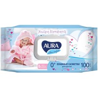 Салфетки влажные Aura "Ultra comfort", детские, с алоэ, 100 штук в упаковке