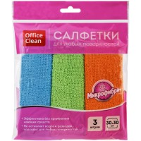 Салфетка из микрофибры OfficeClean "Стандарт", универсальная, 30x30 см, 3 штуки в упаковке