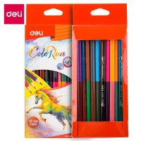 Карандаши цветные Deli  "ColoRun", двухсторонние, 12 штук, 24 цвета, картон