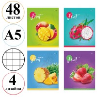 Тетрадь общая ArtSpace "Фрукты. Colorful fruits", А5, 48 листов в клетку, лист белый. на скрепке