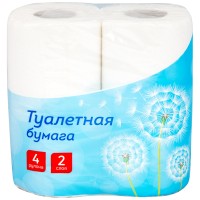 Бумага туалетная OfficeClean, 2-х слойная, 4 рулона в упаковке, белая