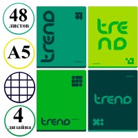 Тетрадь общая BG "Monocolor. Green trend", А5, 48 листов в клетку, на скрепке