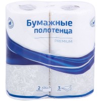 Полотенца бумажные OfficeClean "Premium", 3-слойные, 11 м/рул., тиснение, белые, 2 рул/упак