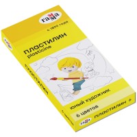 Пластилин Гамма "Юный художник" 6 цветов, 84 гр., со стеком, картон