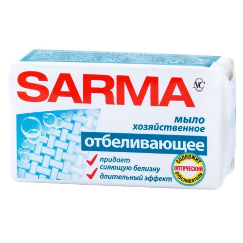 Мыло хозяйственное Sarma отбеливающее, пленка, 140 г.