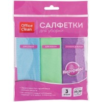 Салфетка из микрофибры OfficeClean, универс., для стекол, для мебели, 30x30 см, 3 шт/упак